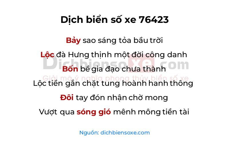 Dịch thơ biển số 76423