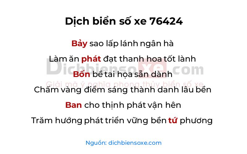 Dịch thơ biển số 76424