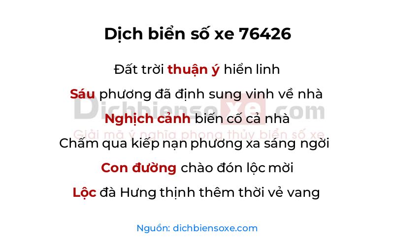 Dịch thơ biển số 76426