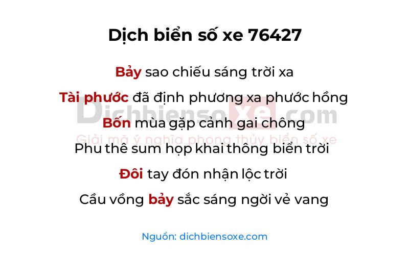 Dịch thơ biển số 76427