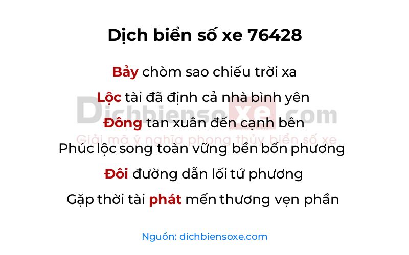 Dịch thơ biển số 76428