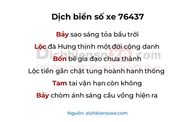 Dịch thơ biển số 76437