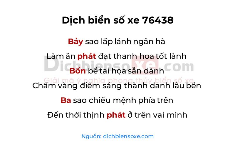 Dịch thơ biển số 76438