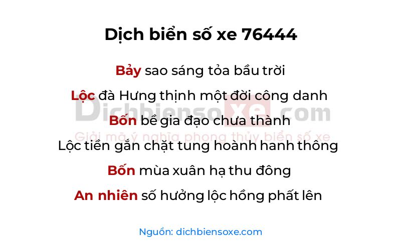 Dịch thơ biển số 76444