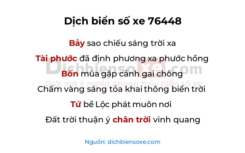 Dịch thơ biển số 76448