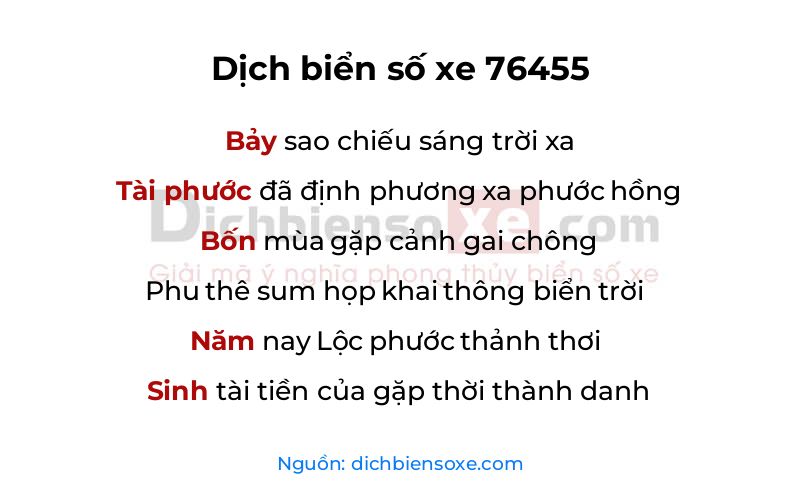 Dịch thơ biển số 76455