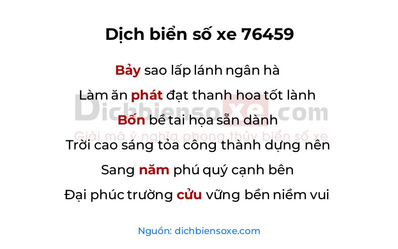 Dịch thơ biển số 76459