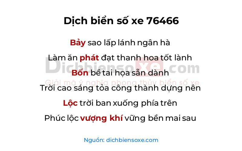 Dịch thơ biển số 76466