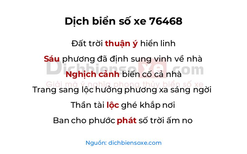 Dịch thơ biển số 76468