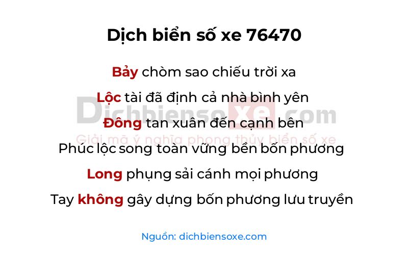 Dịch thơ biển số 76470