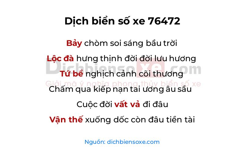 Dịch thơ biển số 76472