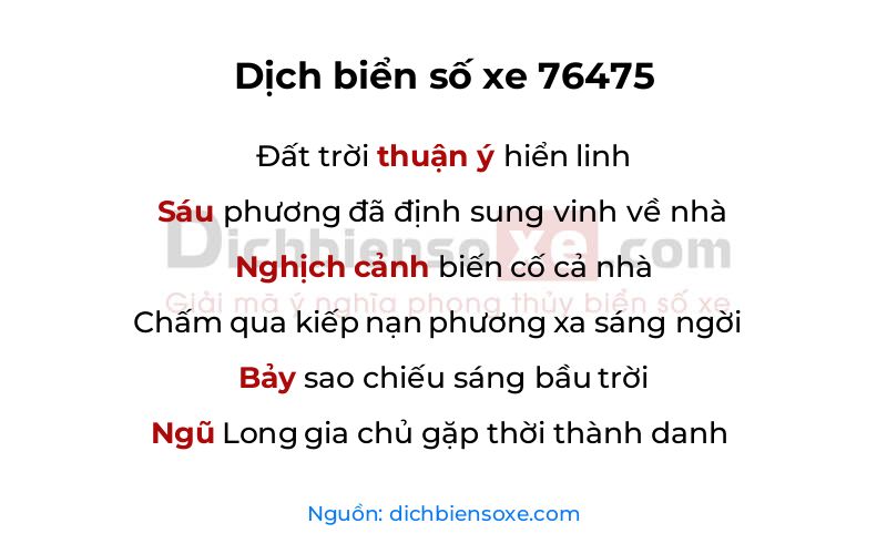 Dịch thơ biển số 76475