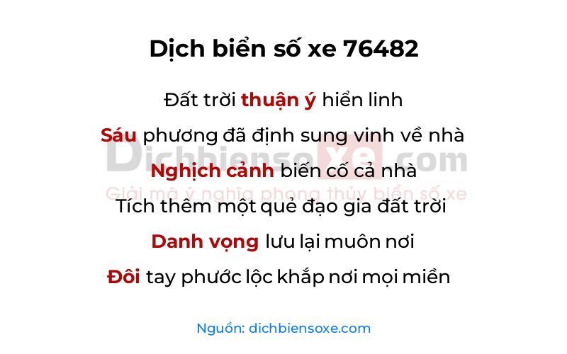 Dịch thơ biển số 76482