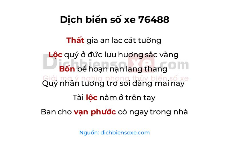 Dịch thơ biển số 76488