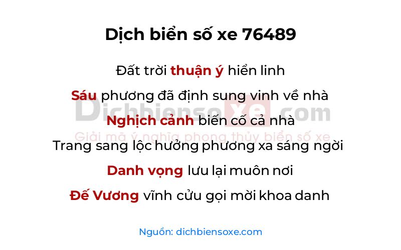 Dịch thơ biển số 76489