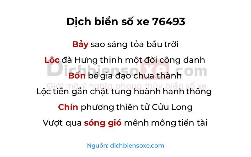 Dịch thơ biển số 76493