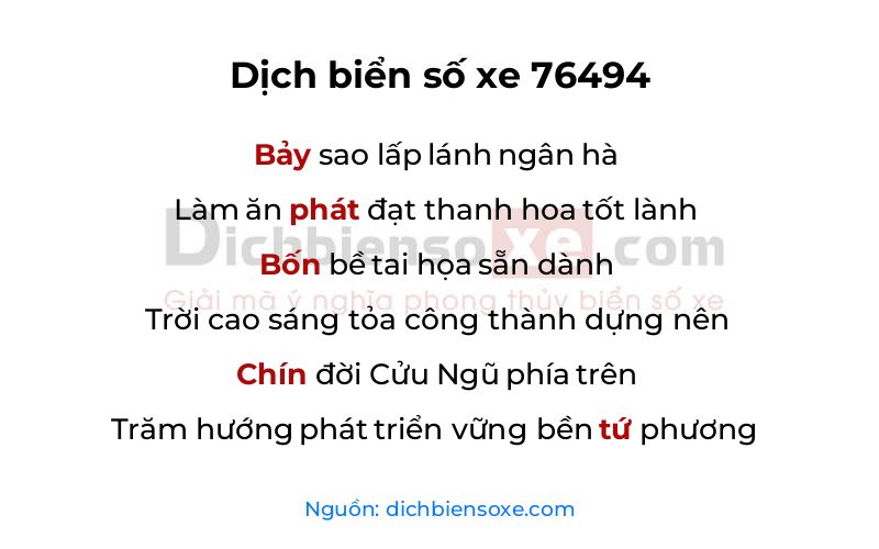 Dịch thơ biển số 76494