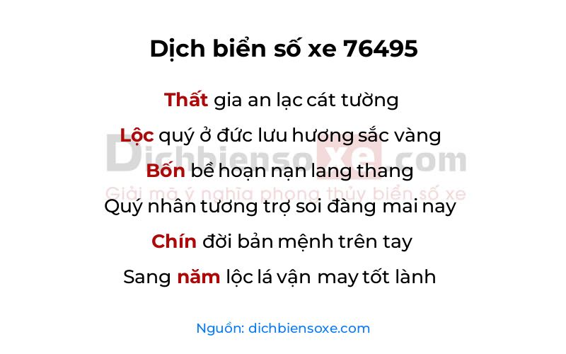 Dịch thơ biển số 76495