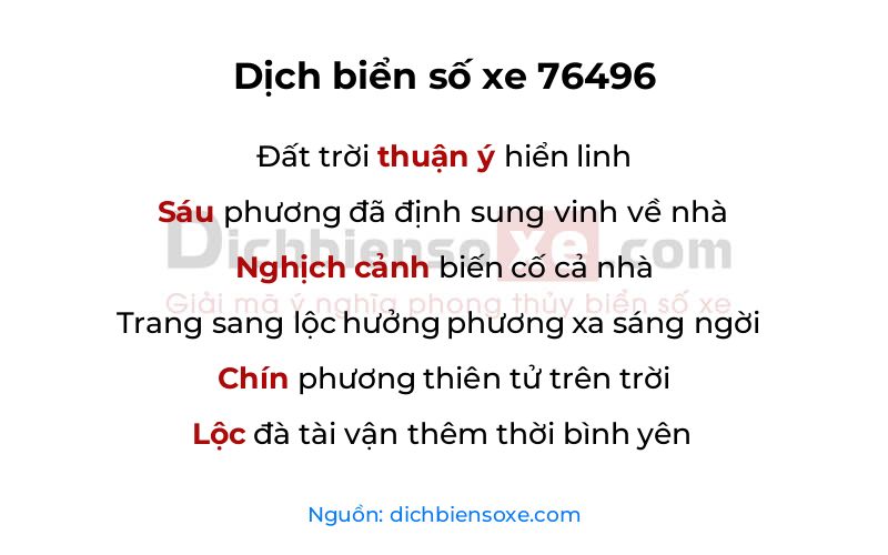 Dịch thơ biển số 76496