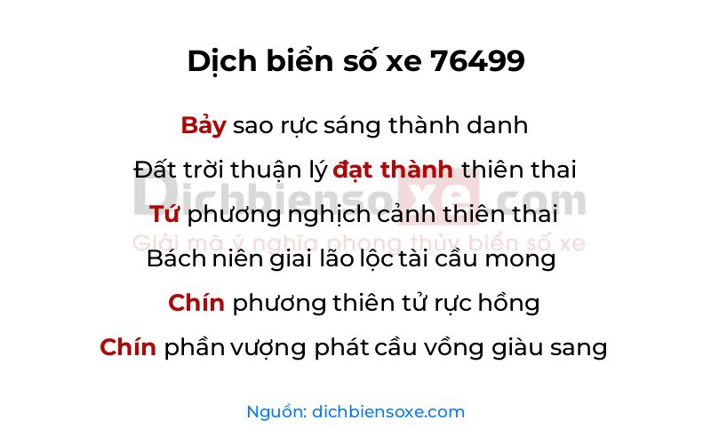 Dịch thơ biển số 76499