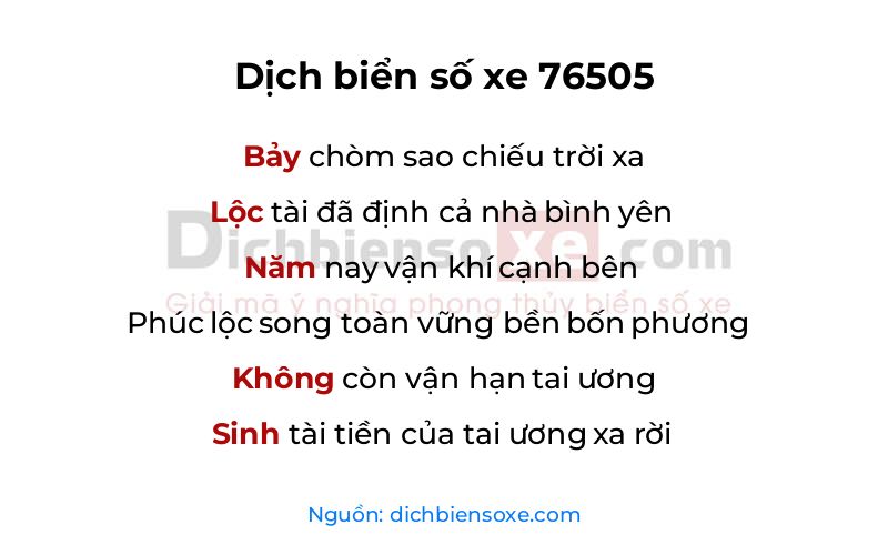 Dịch thơ biển số 76505