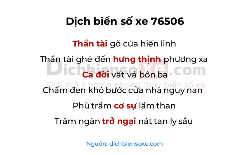 Dịch thơ biển số 76506