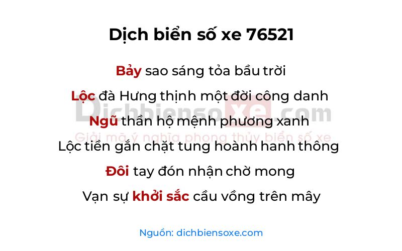 Dịch thơ biển số 76521