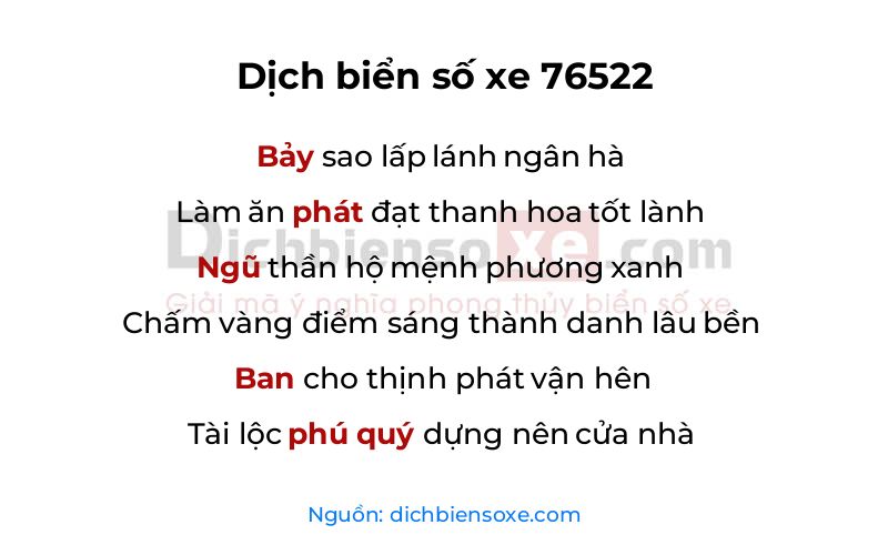 Dịch thơ biển số 76522