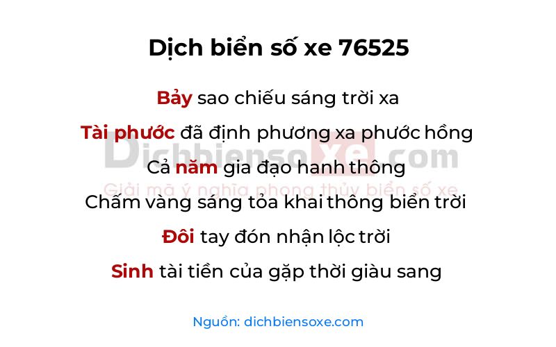 Dịch thơ biển số 76525