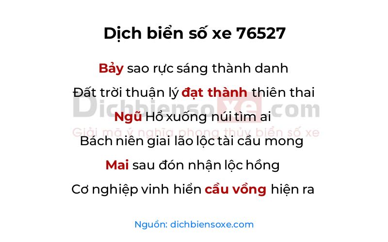 Dịch thơ biển số 76527