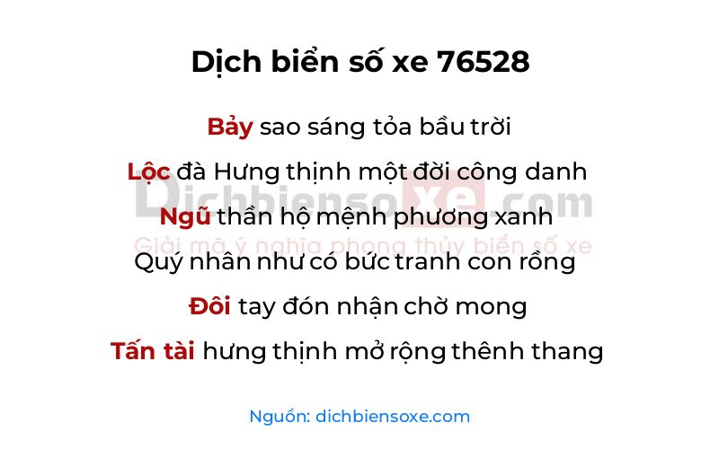 Dịch thơ biển số 76528