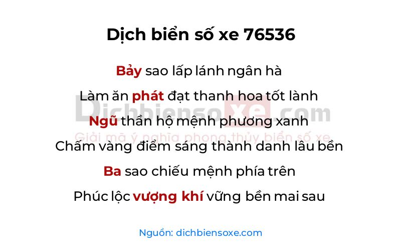 Dịch thơ biển số 76536
