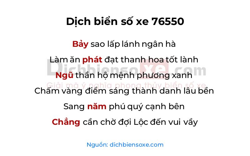 Dịch thơ biển số 76550