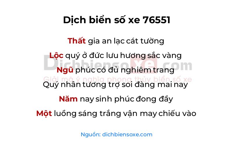 Dịch thơ biển số 76551