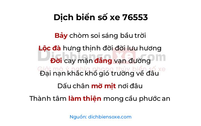 Dịch thơ biển số 76553