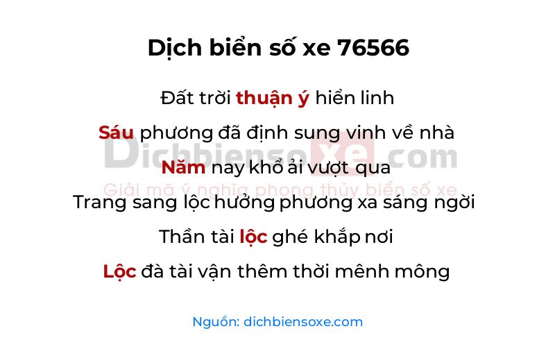 Dịch thơ biển số 76566