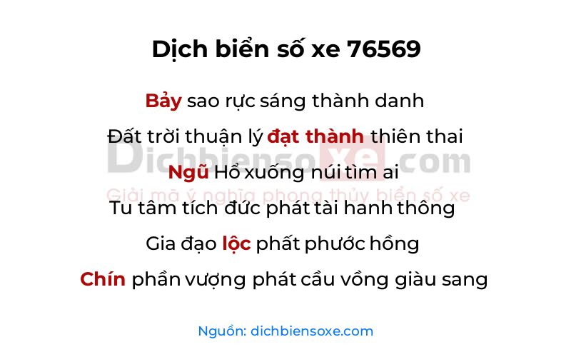 Dịch thơ biển số 76569