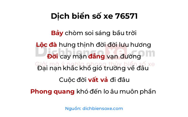 Dịch thơ biển số 76571