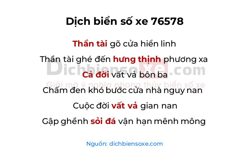 Dịch thơ biển số 76578