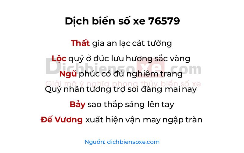 Dịch thơ biển số 76579