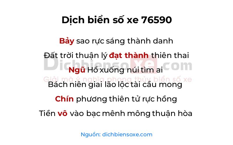 Dịch thơ biển số 76590
