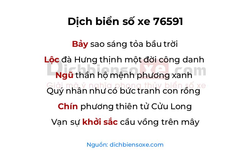 Dịch thơ biển số 76591