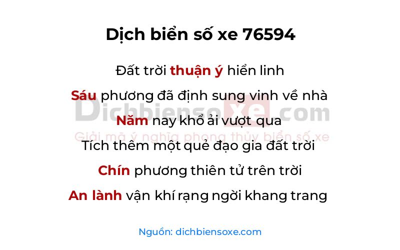 Dịch thơ biển số 76594
