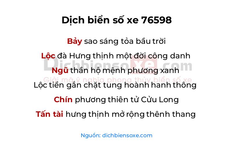 Dịch thơ biển số 76598