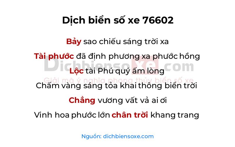 Dịch thơ biển số 76602