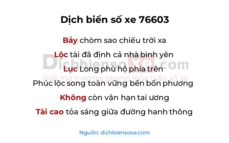 Dịch thơ biển số 76603