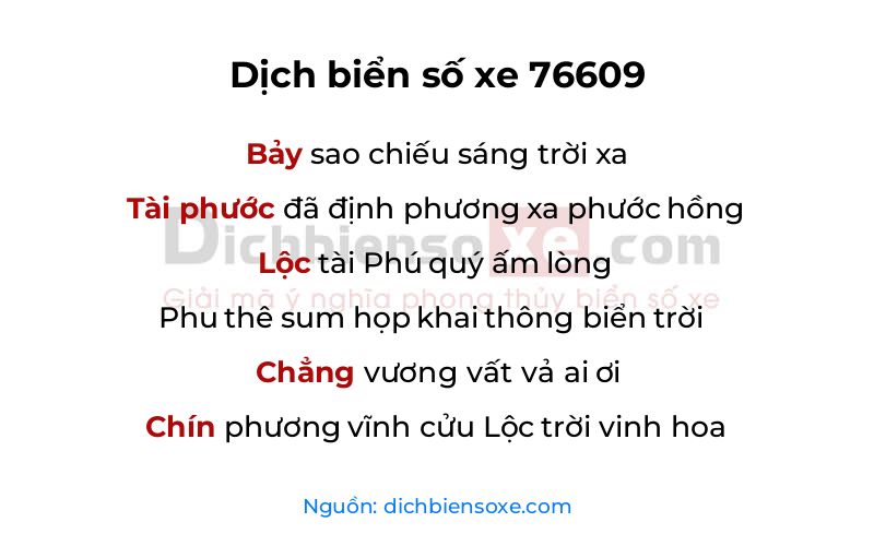 Dịch thơ biển số 76609