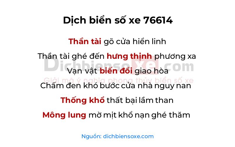 Dịch thơ biển số 76614