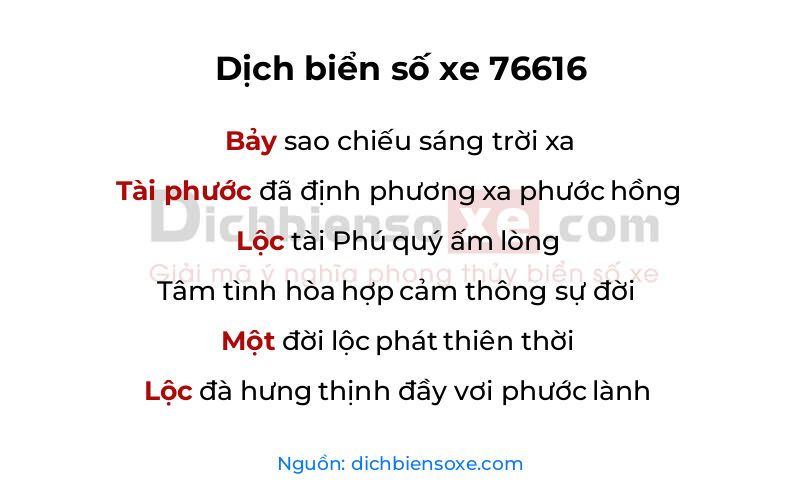 Dịch thơ biển số 76616