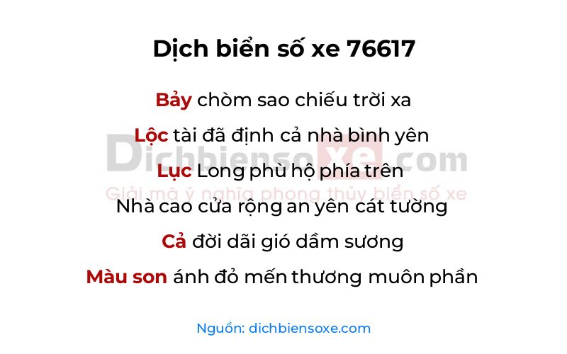 Dịch thơ biển số 76617